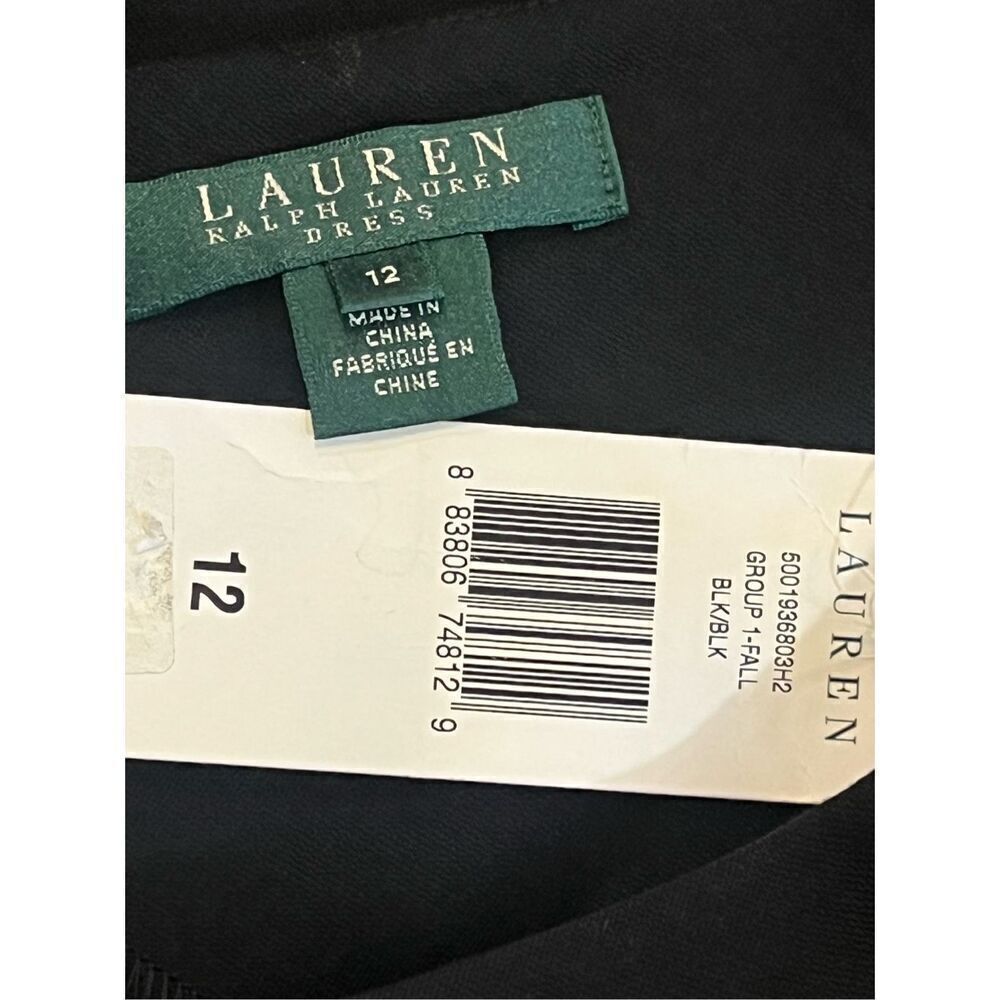 Lauren Ralph Lauren‎ Black Sleeveless Viscose & Faux Leather V Neck Dress NWT - Picture 5 of 5